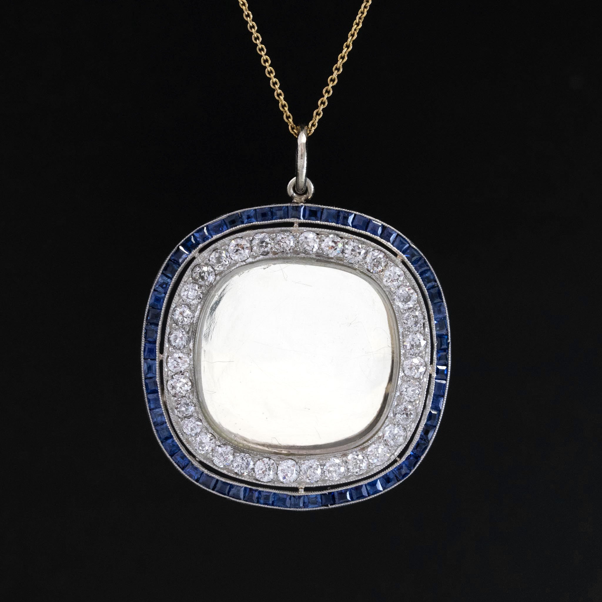 4.05ctw Antique Diamond & Sapphire Locket Pendant