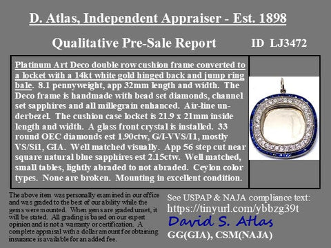 4.05ctw Antique Diamond & Sapphire Locket Pendant
