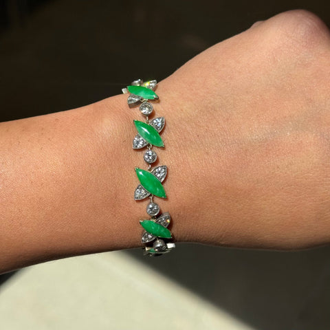 4.06ctw Antique Diamond & Jadeite Bracelet