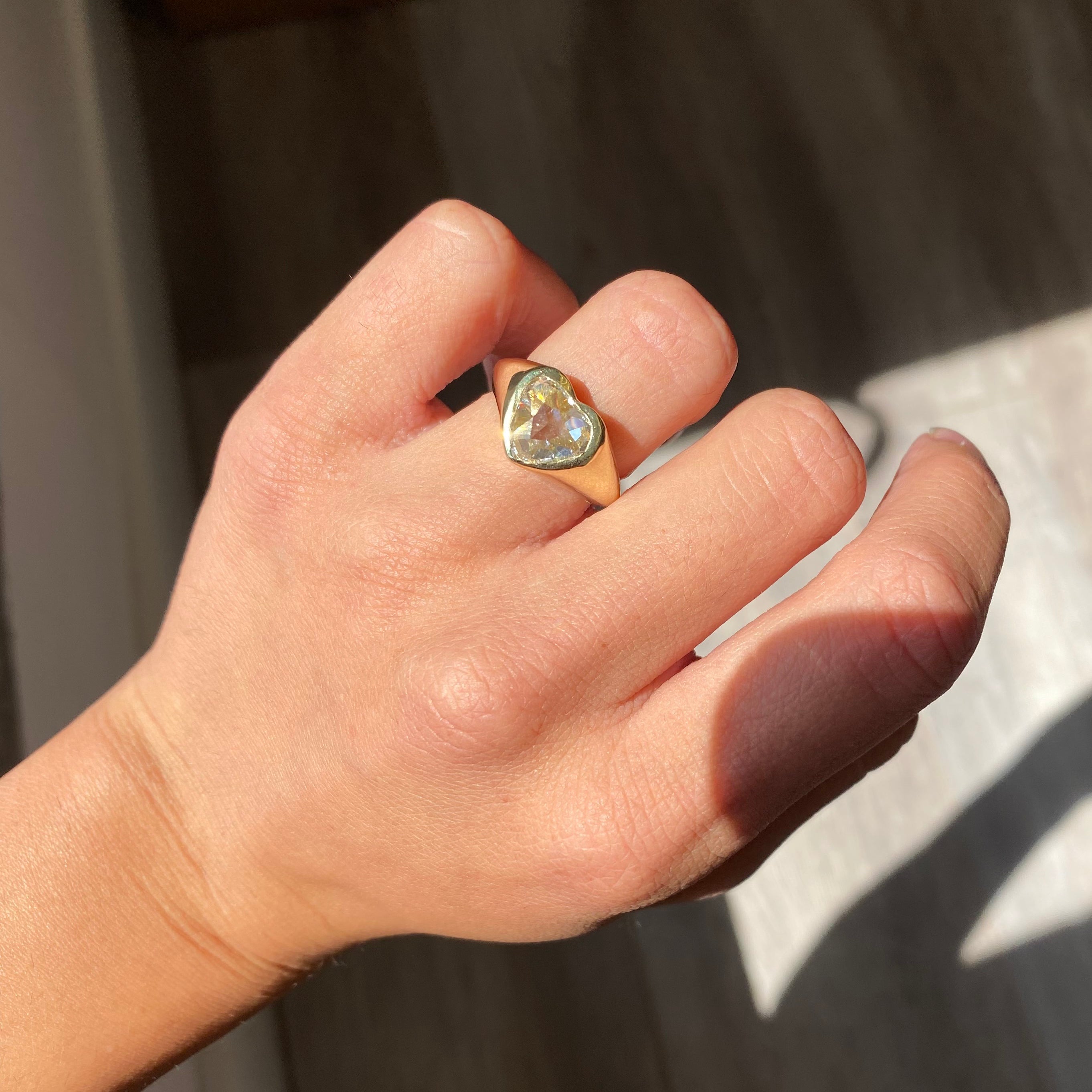 3.00ct Pear Cut Diamond Heart Bezel Solitaire, GIA