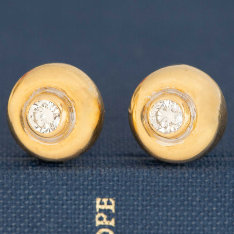 .40ctw Vintage Round Cut Diamond Double Bezel Stud Earrings