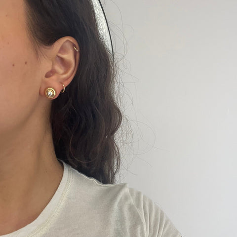 .40ctw Vintage Round Cut Diamond Double Bezel Stud Earrings