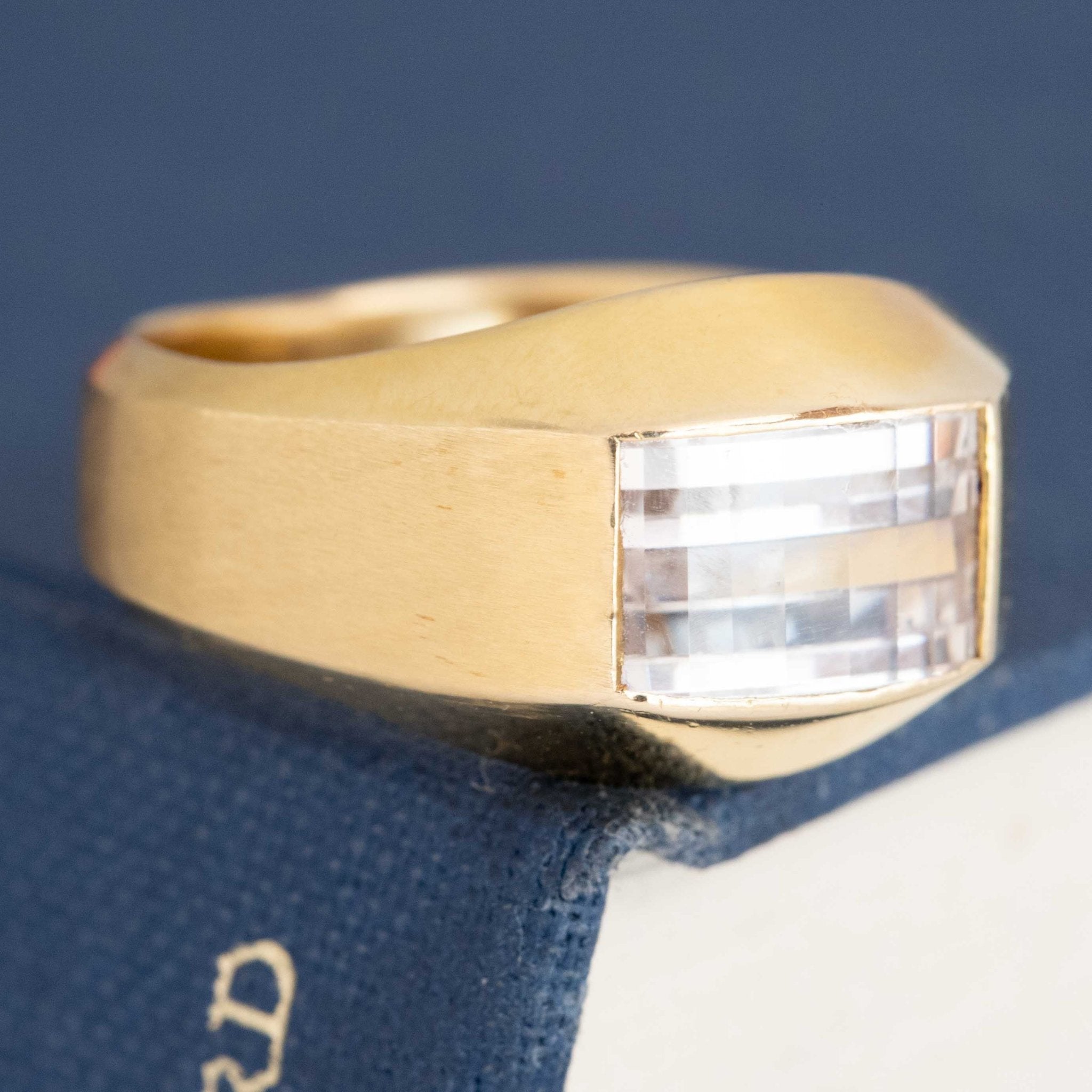 Sleek bezel-set white quartz ring contemporary style