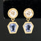 4.10ctw Old European Cut Diamond & Sapphire Bezel Drop Earrings