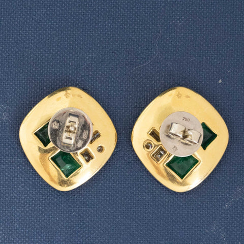 4.10ctw Vintage Diamond & Emerald Earrings