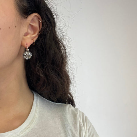 4.15ctw Antique Old Cut Diamond Cluster Drop Earrings