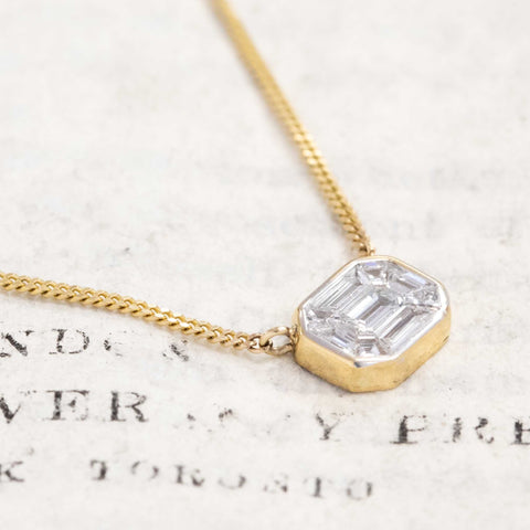 "Mosaic" Step Cut Diamond Bezel Pendant