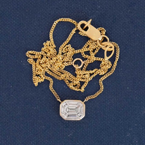 "Mosaic" Step Cut Diamond Bezel Pendant
