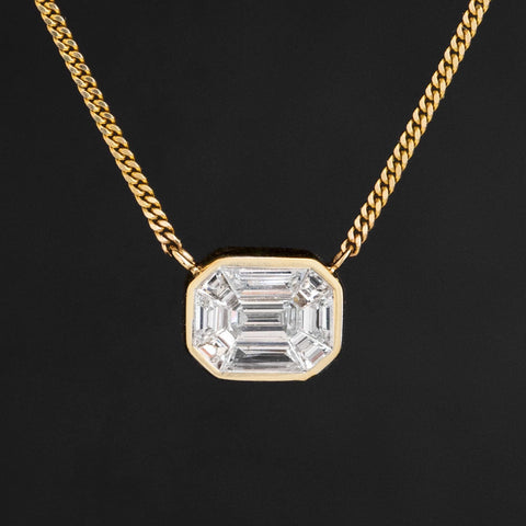 "Mosaic" Step Cut Diamond Bezel Pendant