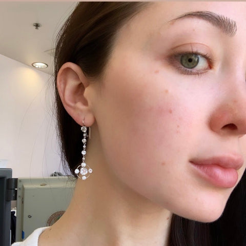 4.20ctw Antique Cruciform Motif Diamond Ear Pendant Earrings