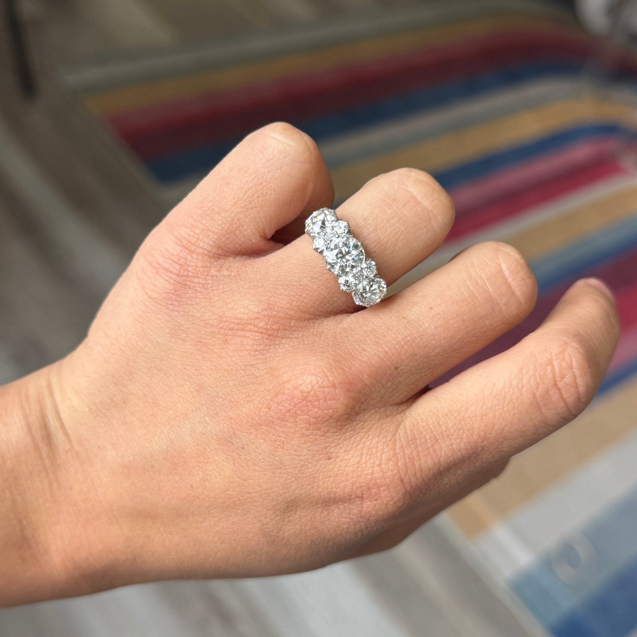 Late Victorian Edwardian old mine cut diamond ring with yellow gold shank and white metal setting