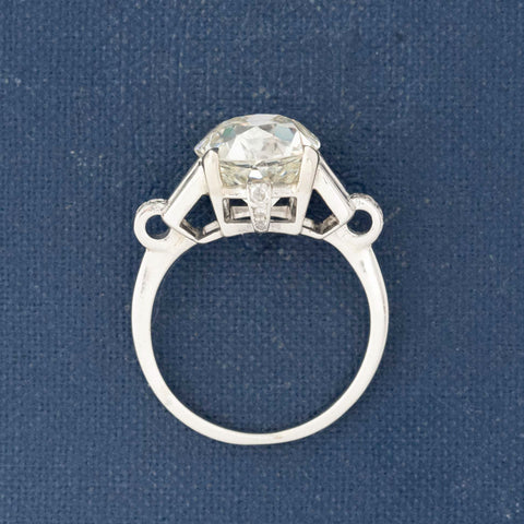 4.23ct Art Deco Old Mine Cut Diamond Ring, GIA K VS1