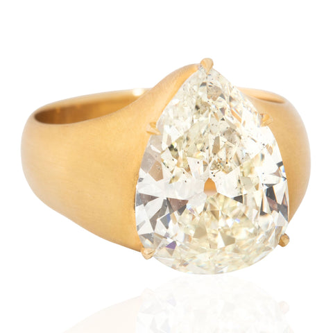 4.24ct Antique Pear Cut Diamond Solitaire, GIA