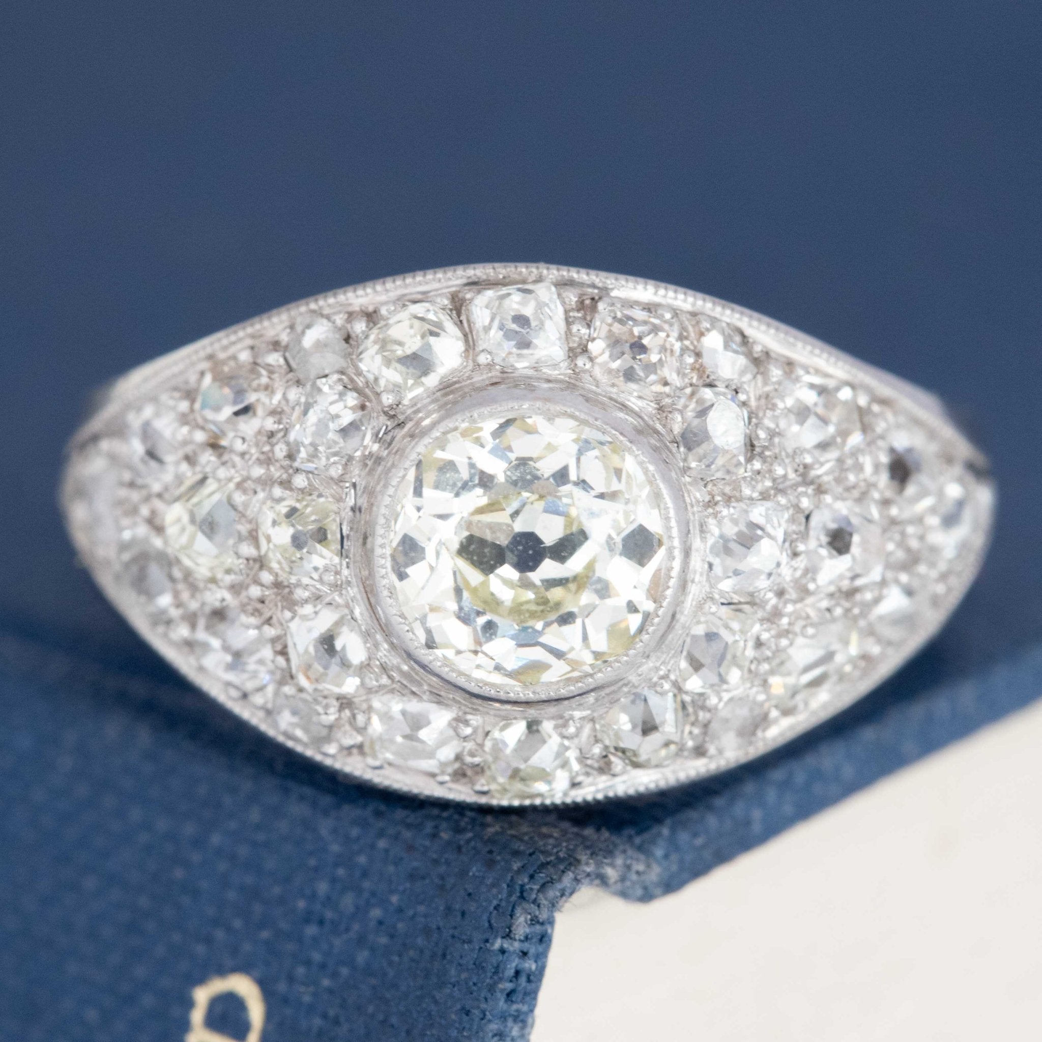 4.25ctw Vintage Old European Cut Diamond Cluster Ring, French