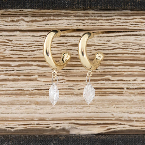.42ctw Pierced Hexagon Cut Diamond Hoop Earrings