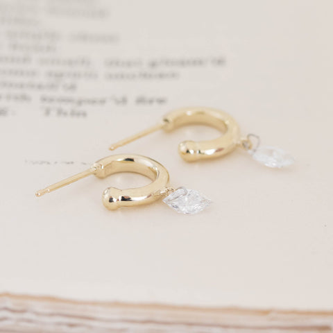 .42ctw Pierced Hexagon Cut Diamond Hoop Earrings