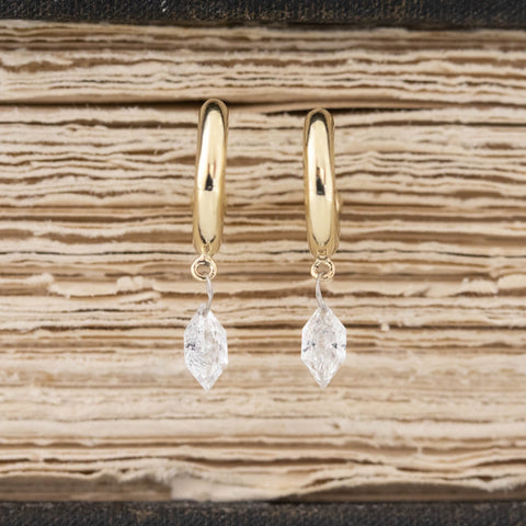 .42ctw Pierced Hexagon Cut Diamond Hoop Earrings