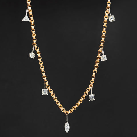 4.31ctw Mixed Old Cut Diamond Station Necklace
