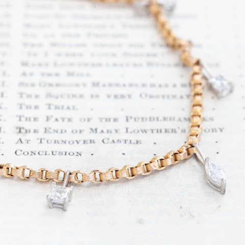 4.31ctw Mixed Old Cut Diamond Station Necklace