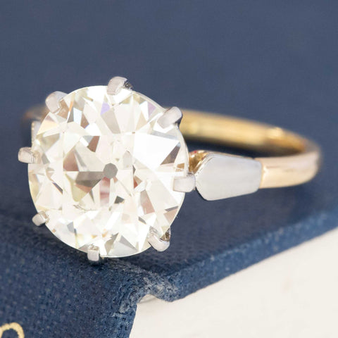 GIA certified M SI1 Old Mine Cut diamond ring, vintage yellow gold and platinum setting.