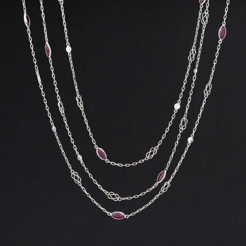 4.40ctw Ruby and Diamond Station Necklace, 56"