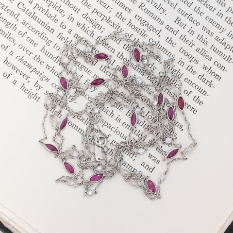4.40ctw Ruby and Diamond Station Necklace, 56"