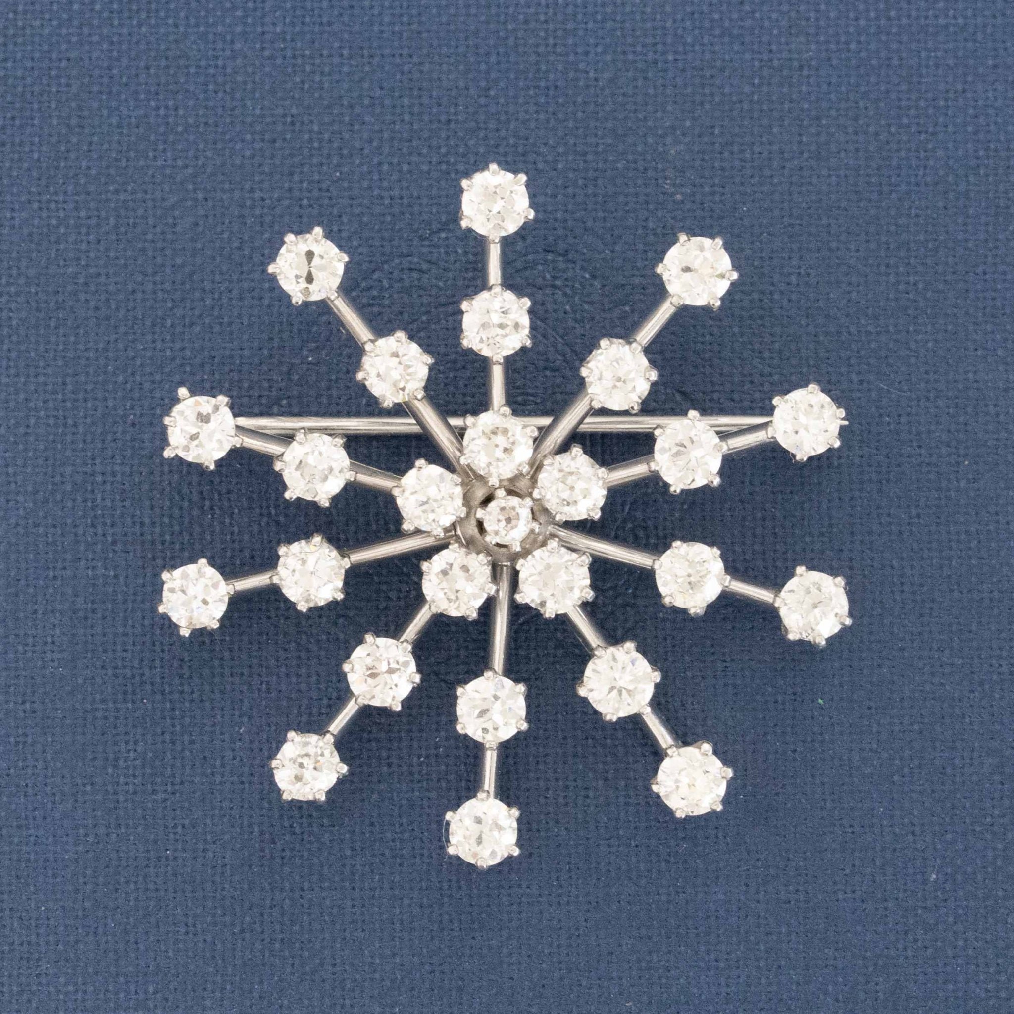 4.41ctw Vintage Old European Cut Diamond Snowflake Brooch/Pendant