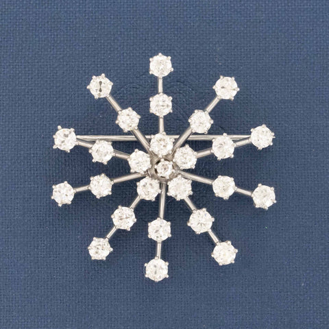 4.41ctw Vintage Old European Cut Diamond Snowflake Brooch/Pendant