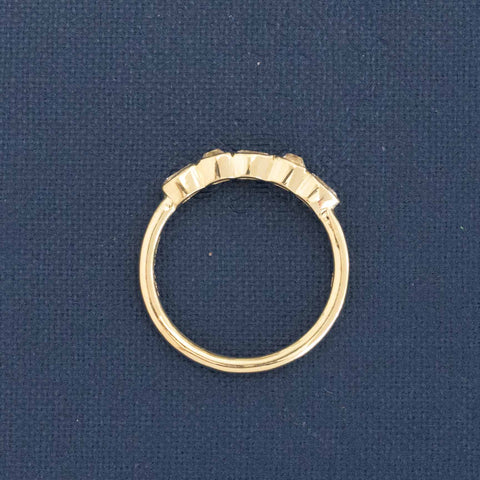 Side view of .44ctw Petite Mixed Cut Diamond Band, natural Earth-mined Old Mine Cut Diamonds, unique heirloom in yellow gold