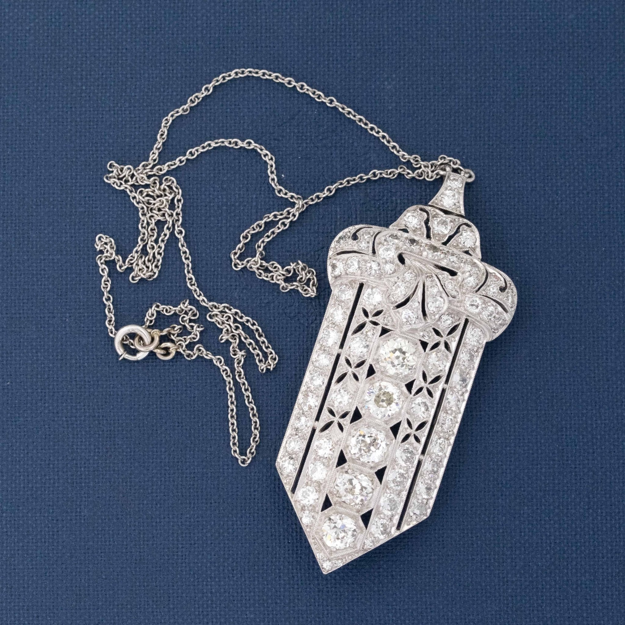 4.55ctw Art Deco Ribbon Drop Pendant/Brooch