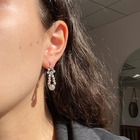 4.55ctw Victorian Old Mine Cut Diamond Drop Earrings