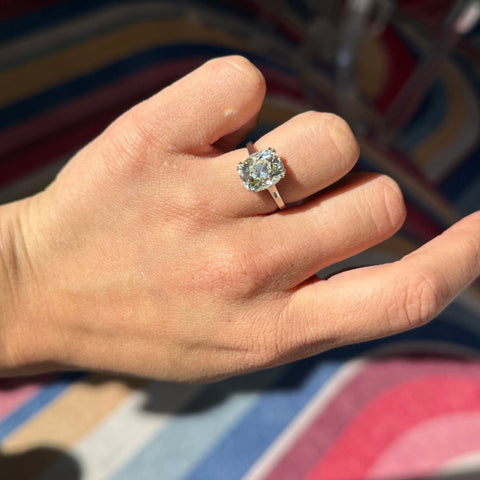 4.56ct Elongated Old Mine Cut Diamond Solitaire, GIA