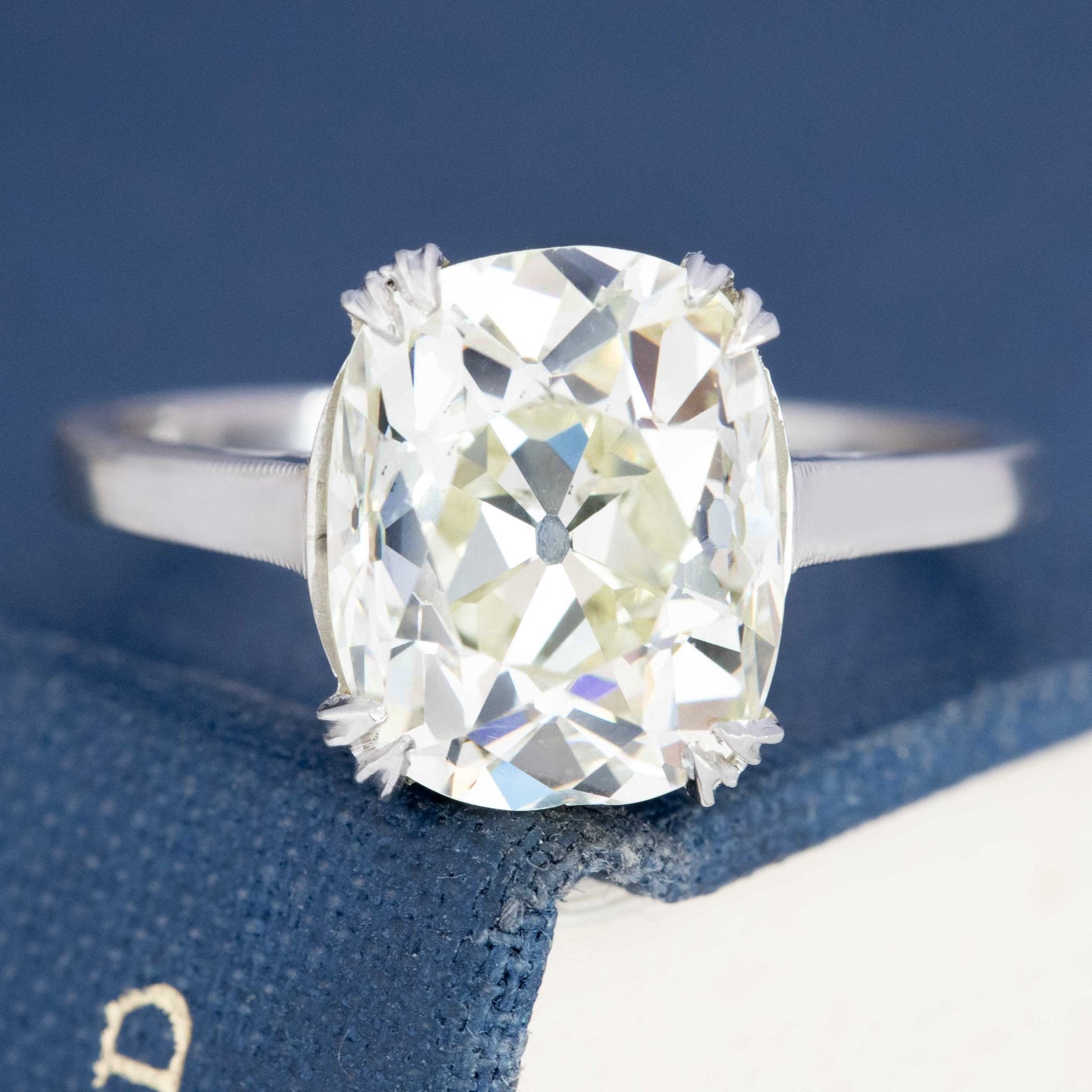 4.56ct Elongated Old Mine Cut Diamond Solitaire, GIA