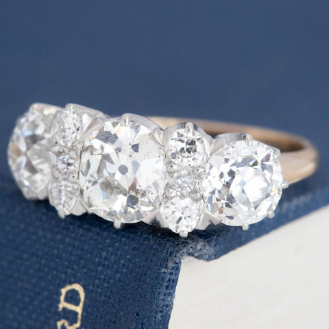 4.59ctw Edwardian old European cut diamond five-stone ring in platinum and 14kt yellow gold – alternate view 5