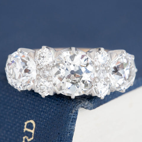 4.59ctw Edwardian old European cut diamond five-stone ring in platinum and 14kt yellow gold