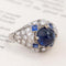 4.59ctw Edwardian Sapphire Cabochon and Diamond Ring