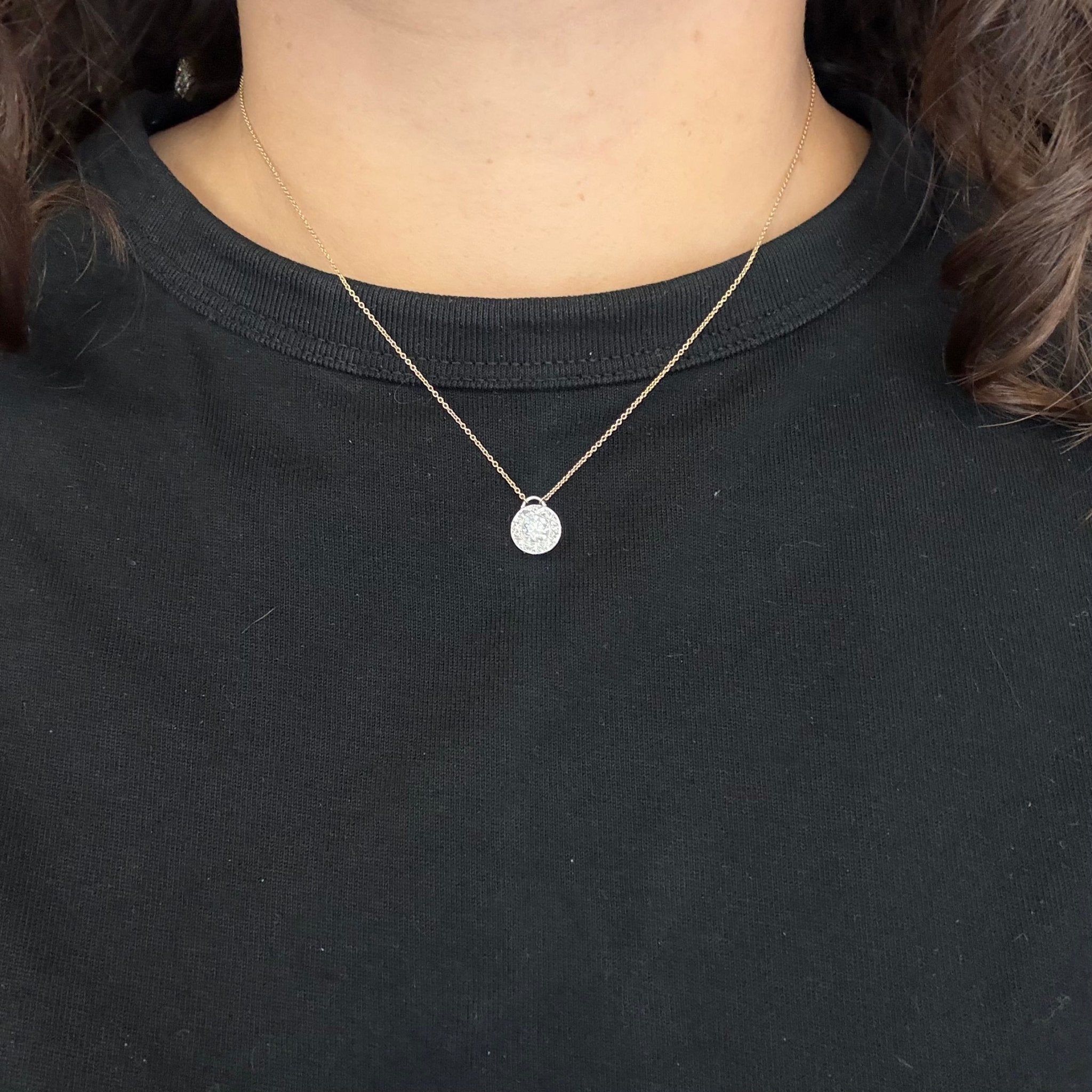 .45ct Vintage Round Brilliant Cut Diamond Engraved Pendant