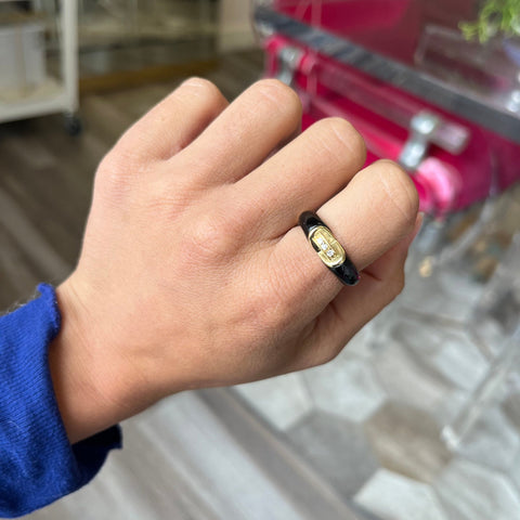 .45ctw Vintage Diamond & Onyx Band