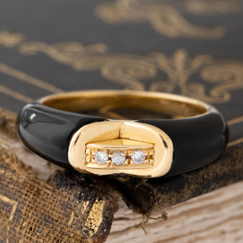 .45ctw Vintage Diamond & Onyx Band