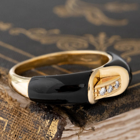 .45ctw Vintage Diamond & Onyx Band