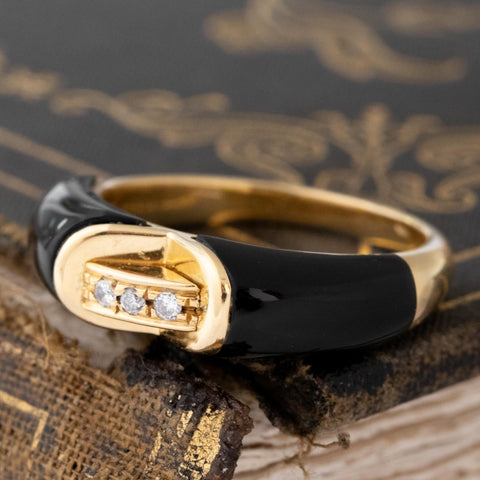 .45ctw Vintage Diamond & Onyx Band