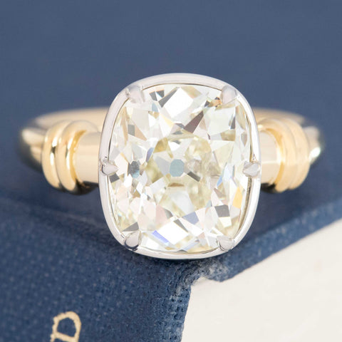 4.60ct Old Mine Cut Diamond Bezel Solitaire, GIA Q-R VS1