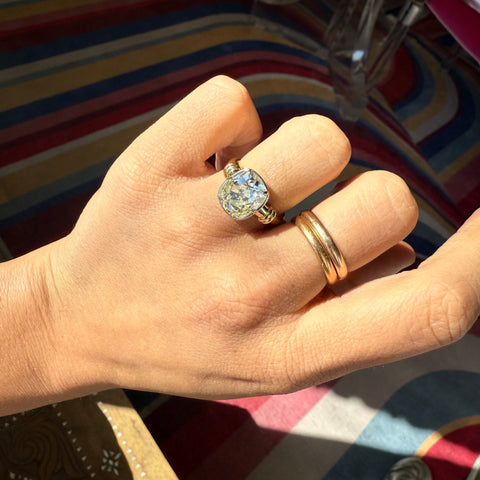 4.60ct Old Mine Cut Diamond Bezel Solitaire, GIA Q-R VS1