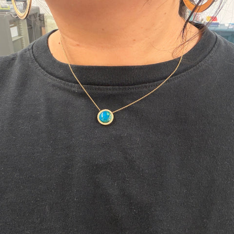 4.64ctw Azurite Diamond Halo Pendant