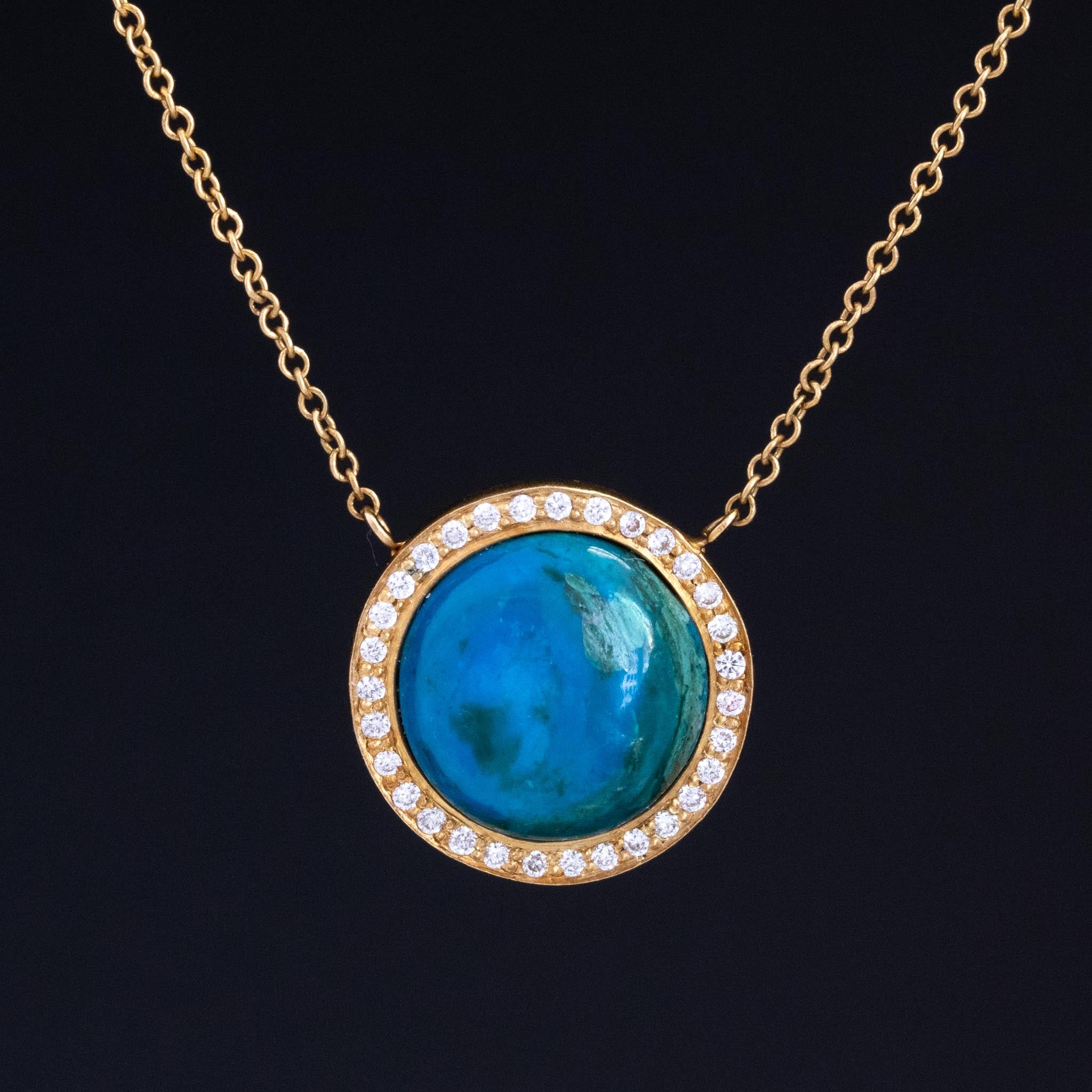 4.64ctw Azurite Diamond Halo Pendant