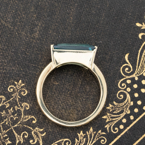 4.66ct Tapered Blue Zircon Half-Bezel Solitaire