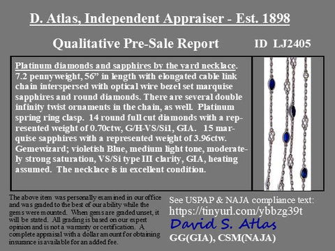 4.66ctw Sapphire and Diamond Station Necklace, 56"