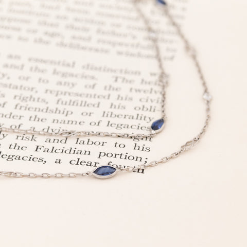 4.66ctw Sapphire and Diamond Station Necklace, 56"