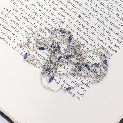 4.66ctw Sapphire and Diamond Station Necklace, 56"