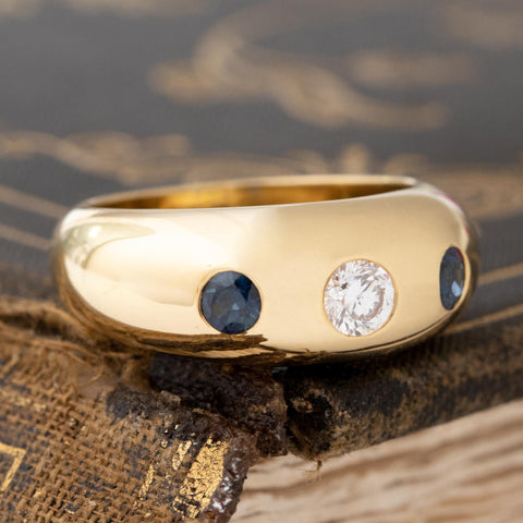 .46ctw Vintage Diamond & Sapphire Trilogy Dome Band by Cartier